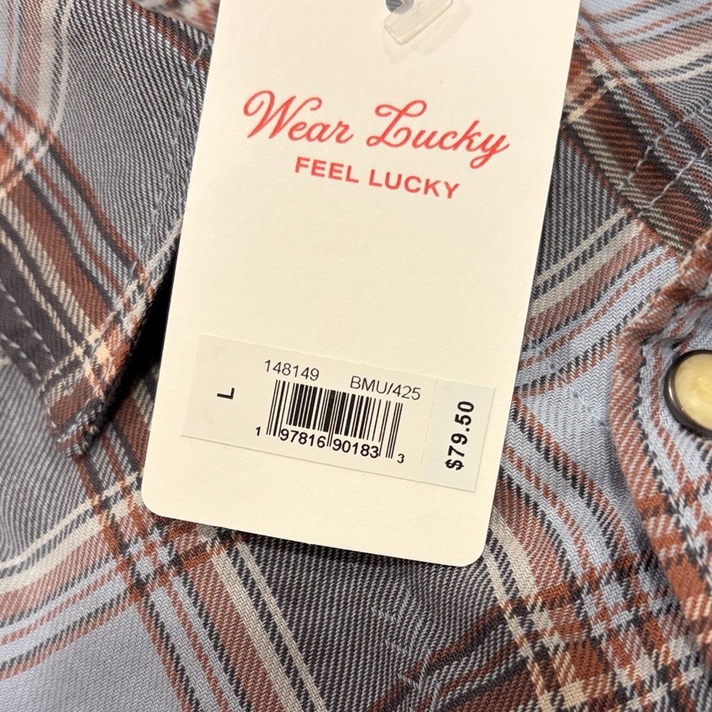 Lucky Brand Men's Plaid Button-Down Shirt in Blue and Brown - Picture 8 of 8